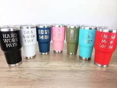 Brand New 30 oz stainless steel tumblers with custom logo and printing