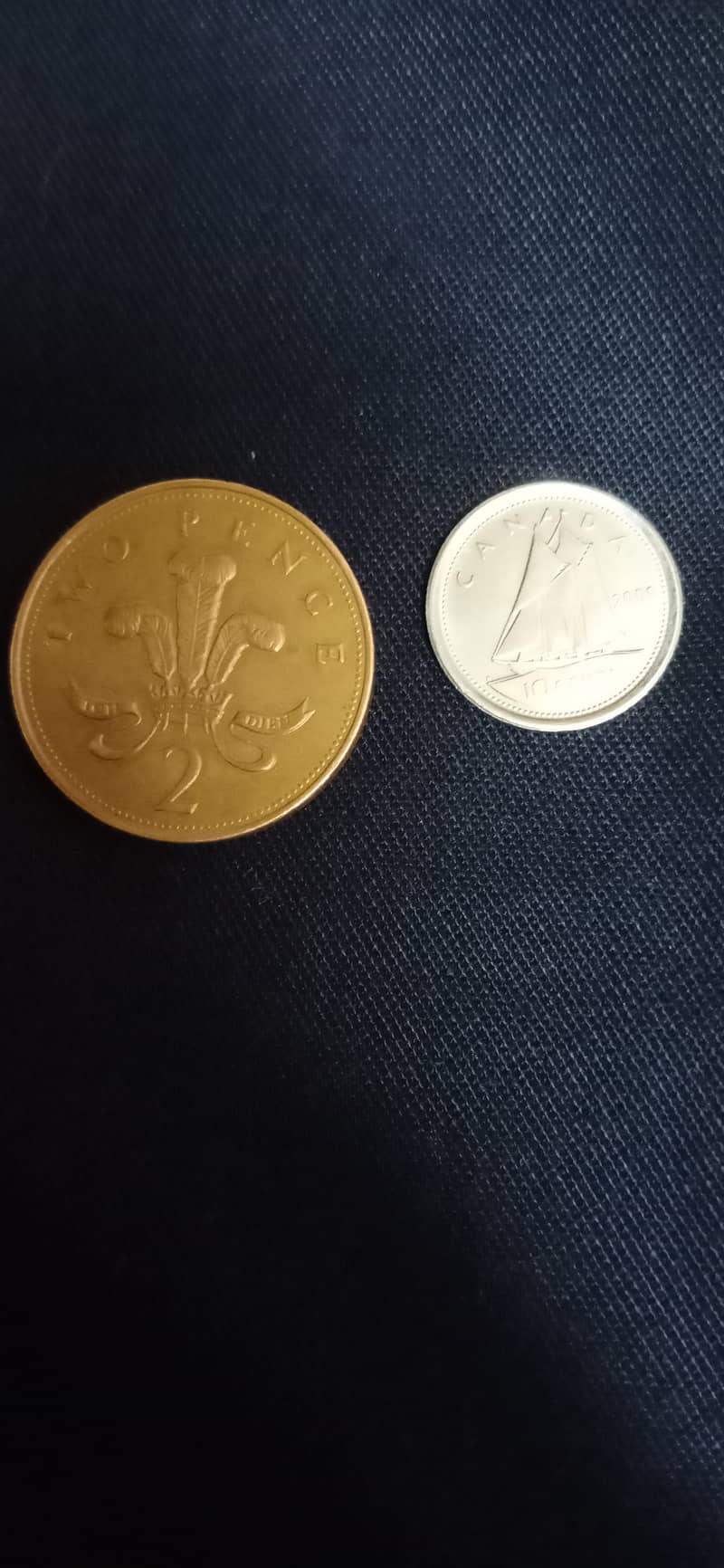 2 pence + Canadian Cents 3