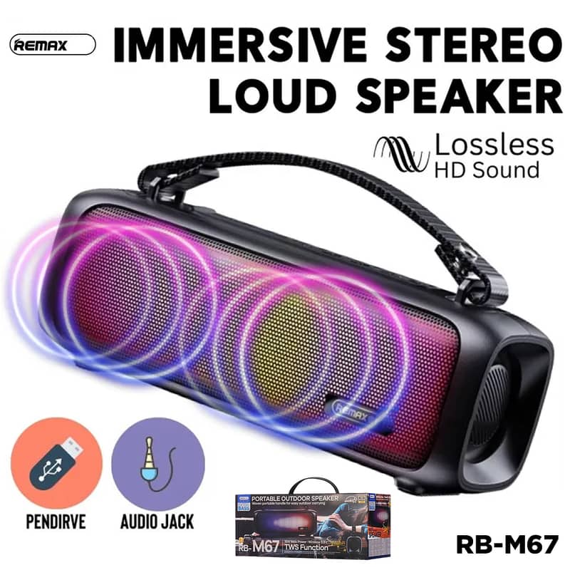 REMAX RB-M67 SUPER BASS WIRELESS BLUETOOTH SPEAKER RGB LIGHTS RB M67 0