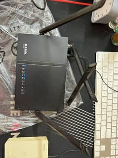 dual band router d-link and fibre optic onu network with adapter