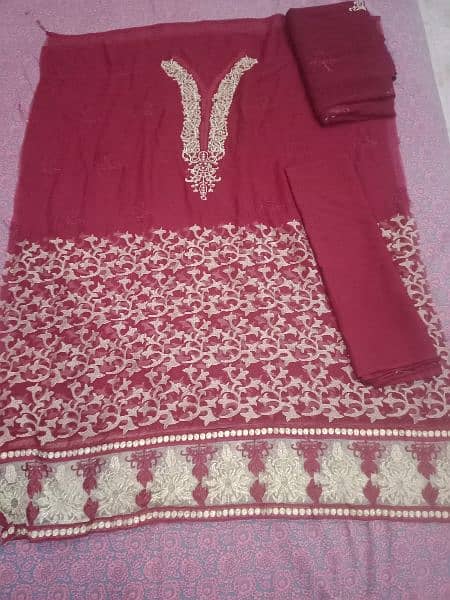 5 party wear unstitched dresses and 2 sareess 5