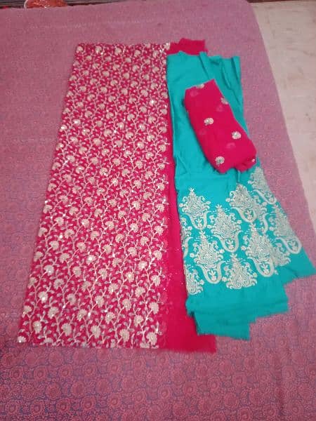 5 party wear unstitched dresses and 2 sareess 8