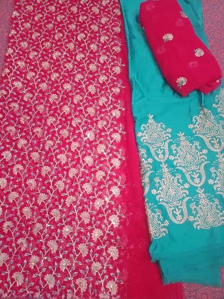 5 party wear unstitched dresses and 2 sareess 12