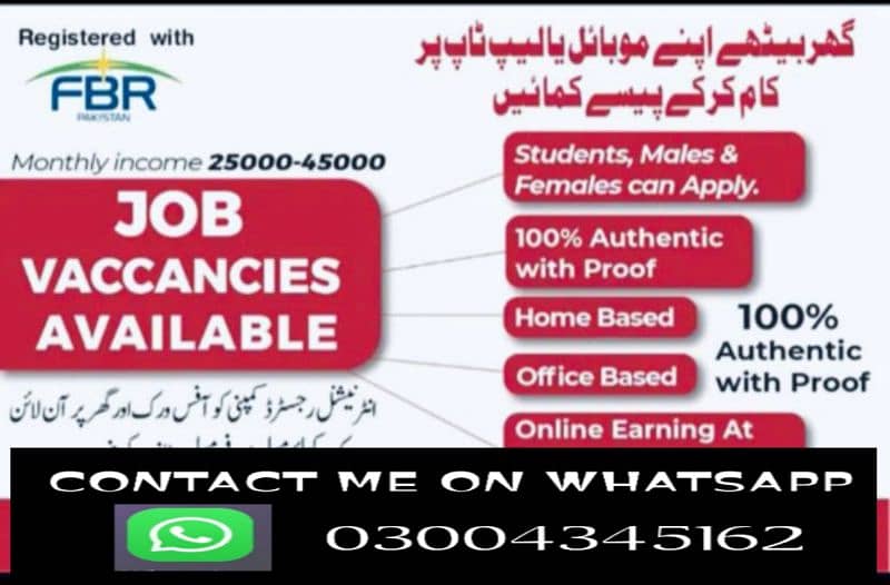 I need some serious person for Online Project
Fresher can also apply. 0