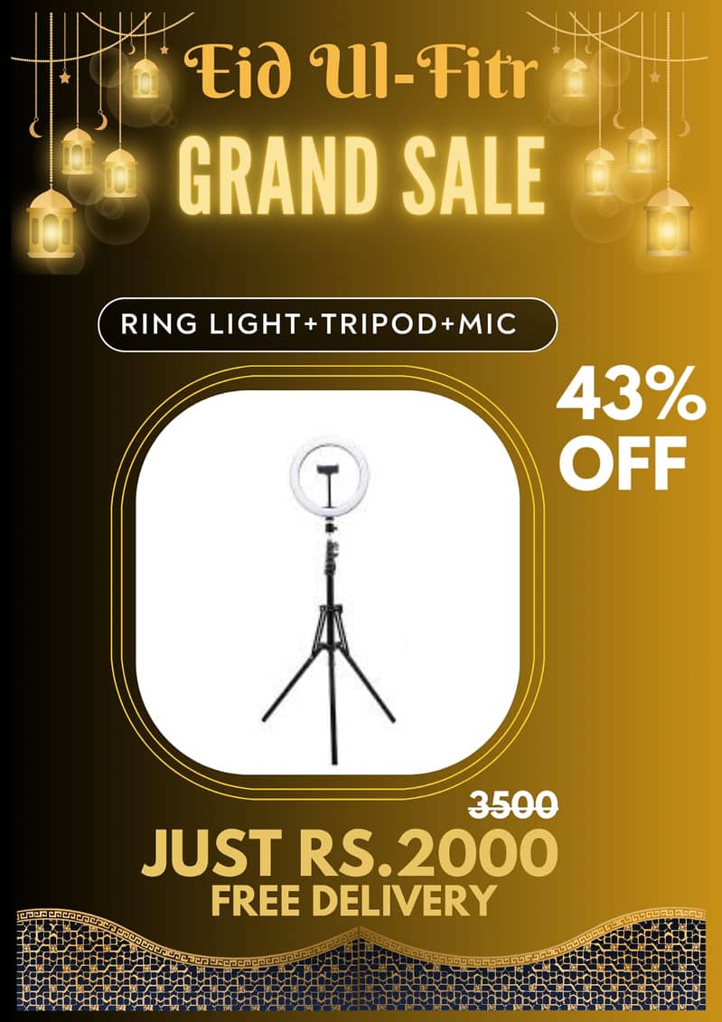 EID OFFER Video-Making Kit Vlogging Tripod ringlight with stand Mics 7