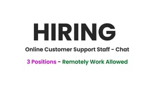 Staff Required for Customer Support - Chat