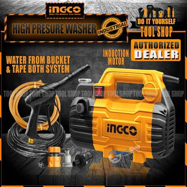 New) INGCO High Pressure Washer Cleaner - 100 Bar, Induction Motor 1