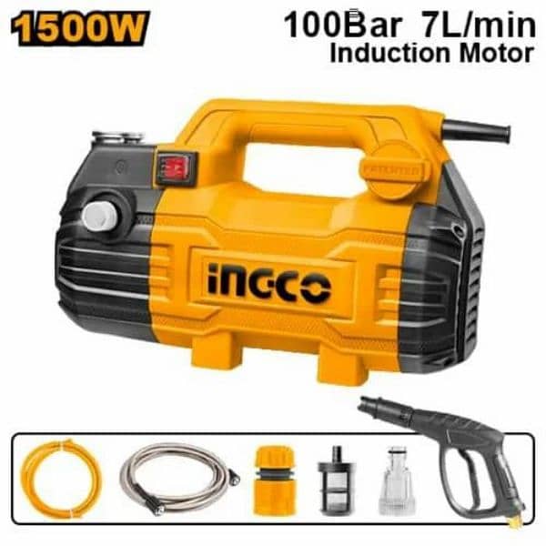 New) INGCO High Pressure Washer Cleaner - 100 Bar, Induction Motor 6