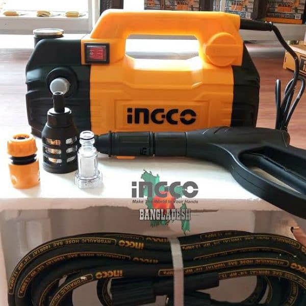New) INGCO High Pressure Washer Cleaner - 100 Bar, Induction Motor 8