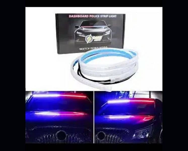 Car Dashboard Police Strip Light Red and Blue Flexible Emergency 0