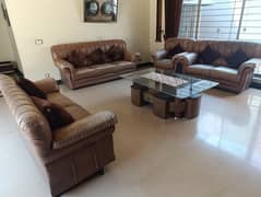 Brown sofa set 3+2+2+1+centre table+curtains