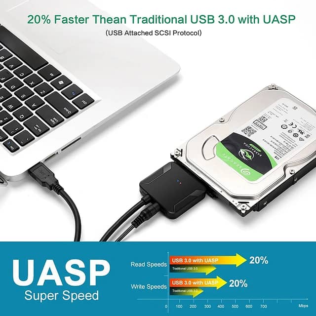 SATA to USB 3.0 Adapter Cable for 3.5/2.5 Inch SSD HDD 2