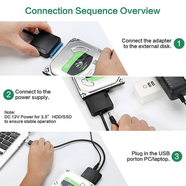 SATA to USB 3.0 Adapter Cable for 3.5/2.5 Inch SSD HDD 5