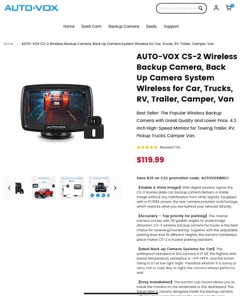 AUTO-VOX Wireless Backup Camera System for Car 1