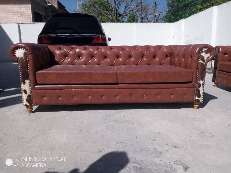 chasterfield sofa 3+3 & 1+2+3 / leather sofa /keekar wood/for sale 4