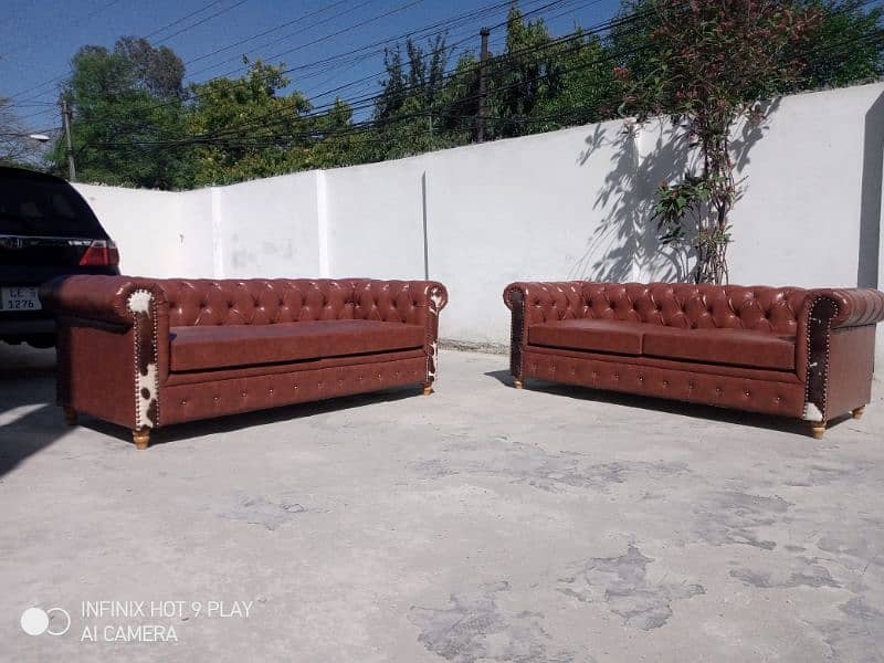 chasterfield sofa 3+3 & 1+2+3 / leather sofa /keekar wood/for sale 5