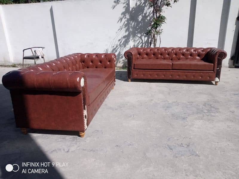chasterfield sofa 3+3 & 1+2+3 / leather sofa /keekar wood/for sale 7