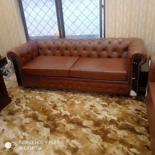 chasterfield sofa 3+3 & 1+2+3 / leather sofa /keekar wood/for sale 9
