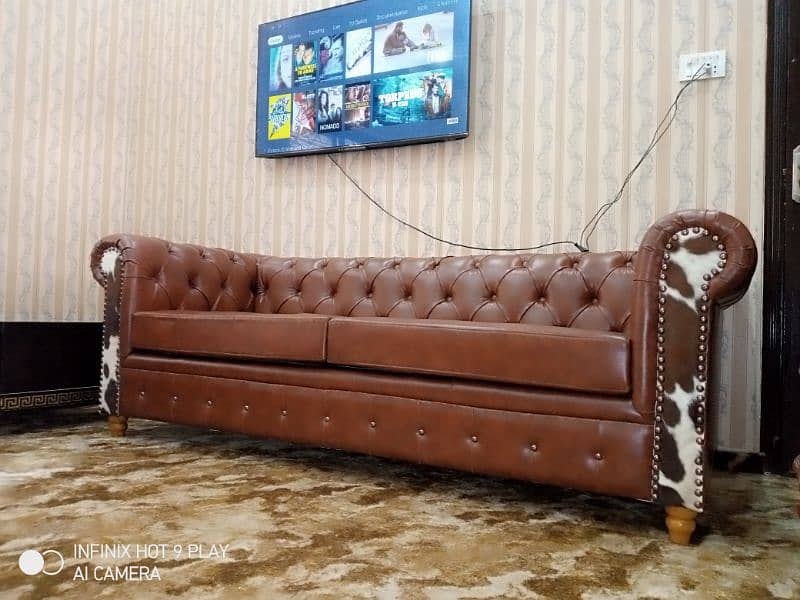 chasterfield sofa 3+3 & 1+2+3 / leather sofa /keekar wood/for sale 12