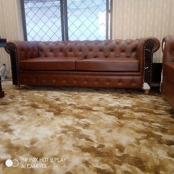 chasterfield sofa 3+3 & 1+2+3 / leather sofa /keekar wood/for sale 13