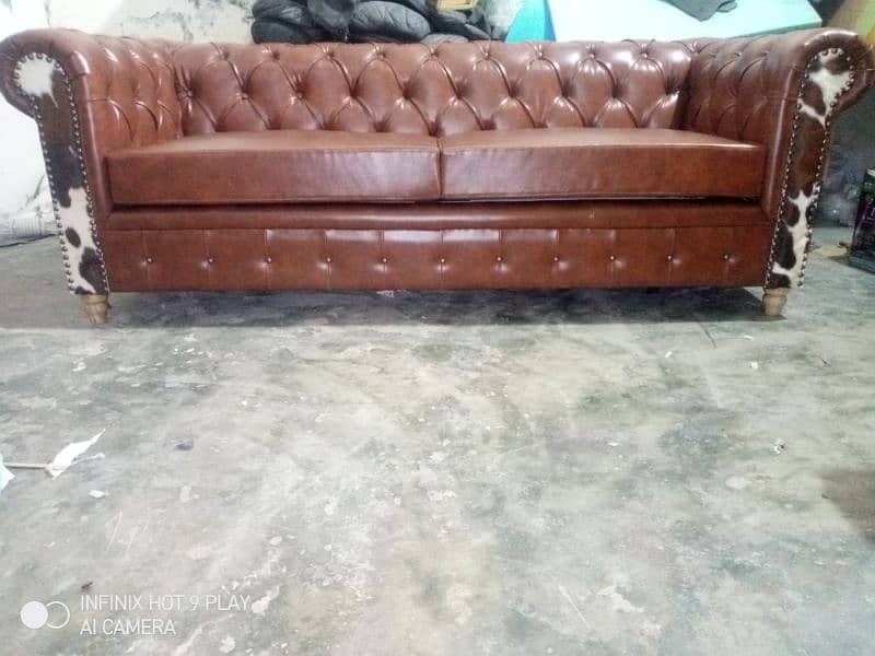 chasterfield sofa 3+3 & 1+2+3 / leather sofa /keekar wood/for sale 16