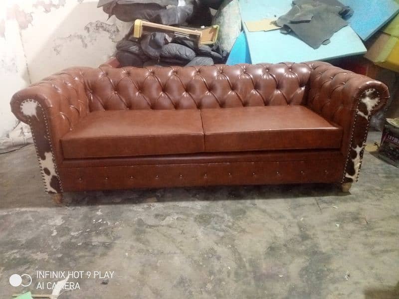 chasterfield sofa 3+3 & 1+2+3 / leather sofa /keekar wood/for sale 17