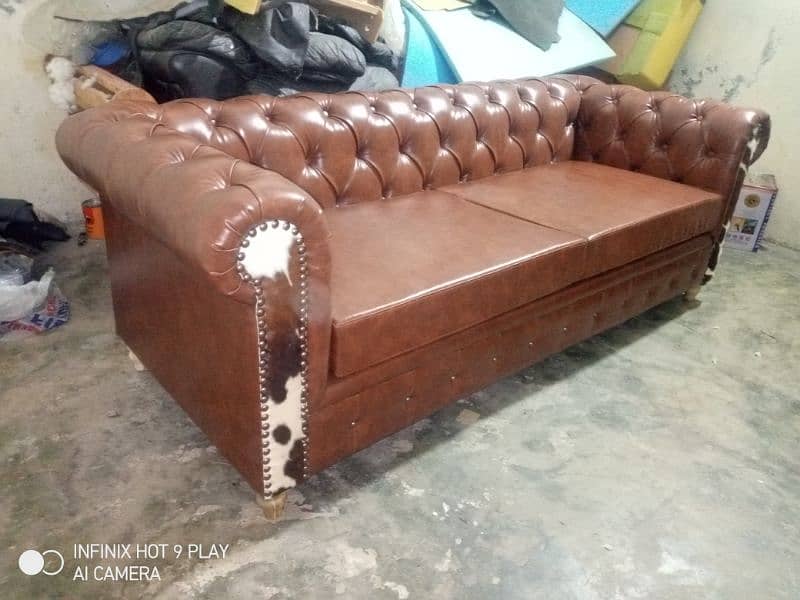 chasterfield sofa 3+3 & 1+2+3 / leather sofa /keekar wood/for sale 18