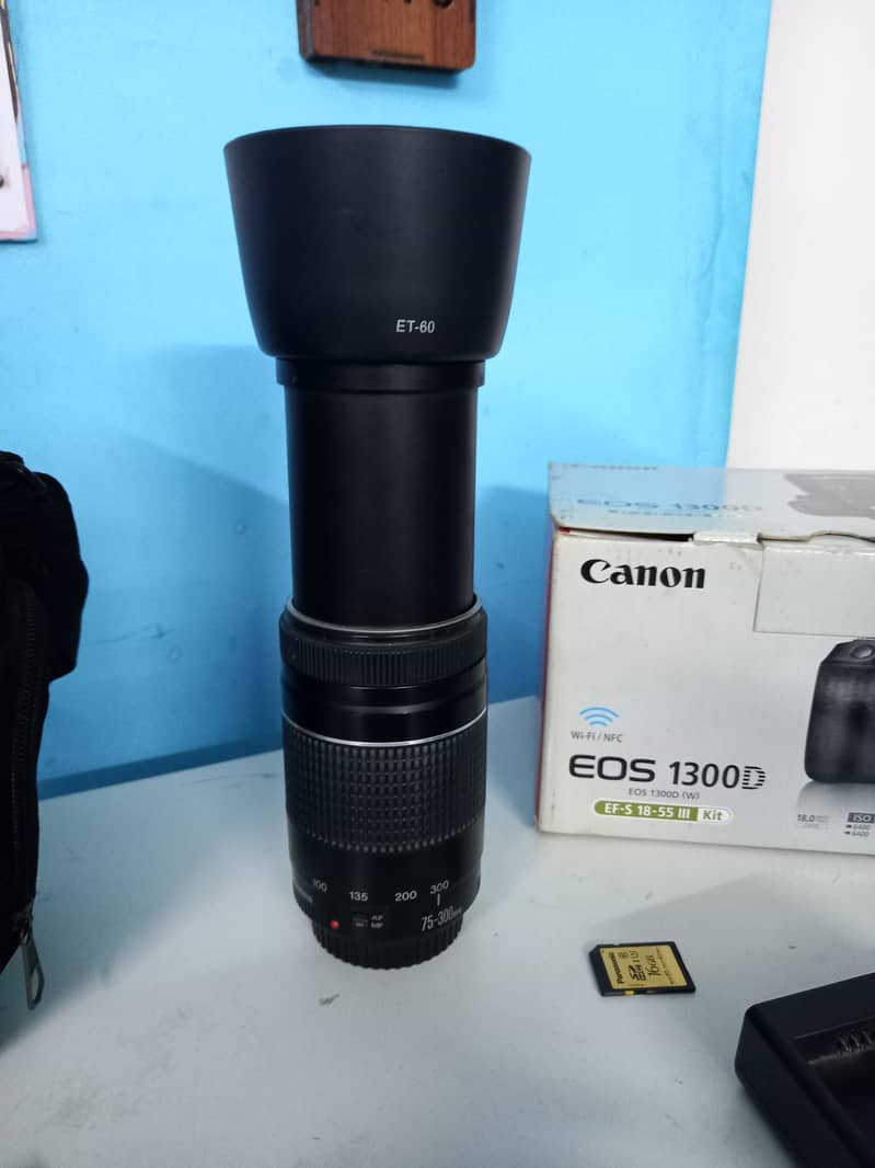 Canon EOS 1300D DSLR CAMERA (wifi/NFC ), lens; 18-55 & 75-300 9