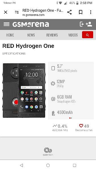 red hydrogen one 6/128 for gaming pta approved 9