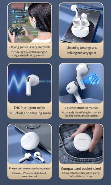 Pro 6 Wireless bud Bluetooth Airport Headfree Earbud Android & iphone 5