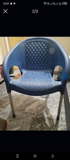 Plastic Chairs and Table with metal frame