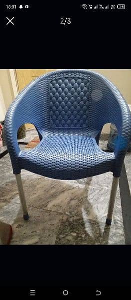 Plastic Chairs and Table with metal frame 0