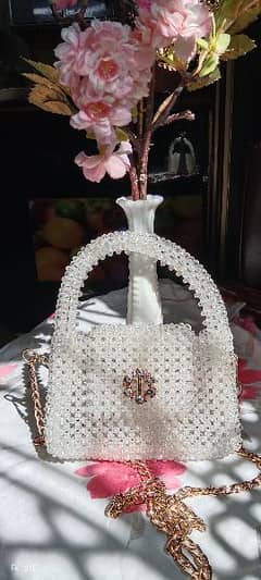 Hand made White crystal bag
