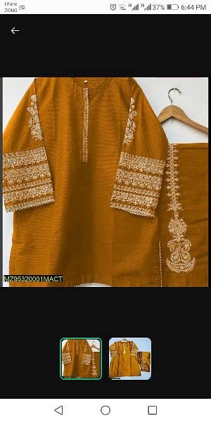 2 pcs Women's stitched katan silk Embroidered shirt and trousers 1