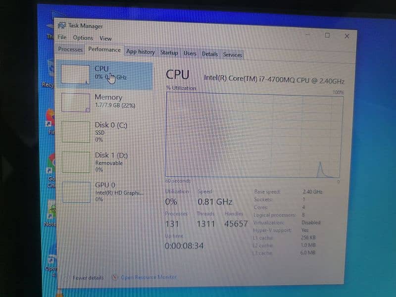 Hp Envy 17 inch i7 4th MQ processor 2.40 GHz 8 CPU's 9