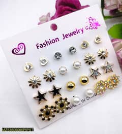 pack of 12 pcs Trendy Artificial stones ear studs