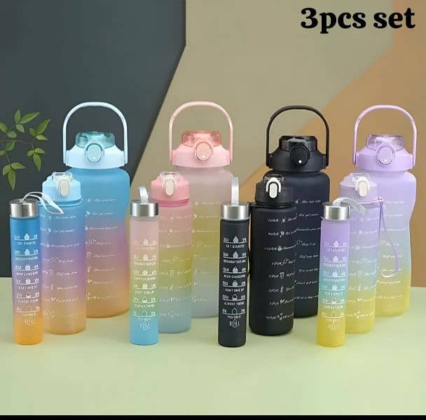Pack of 3 Pcs Water Bottle Set for Sports & Outdoor, Gym and Fitness 0