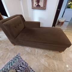 brown welvet L shape sofa in good condition 0