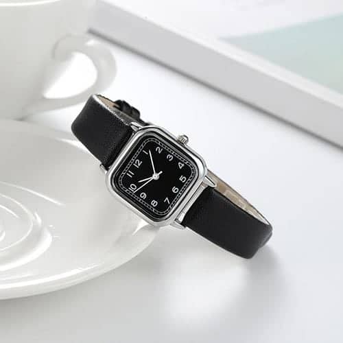 Imported Women Quartz Watch Square Dial Soft Faux Leather Strap Accura 3