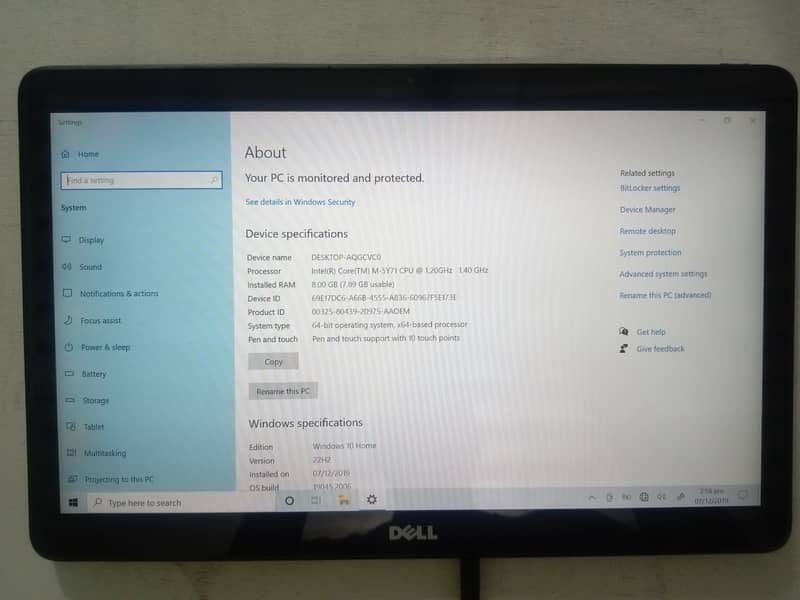 Dell 7350 Touchscreen Laptop/ Tablet 5th Generation CoreM i5 4