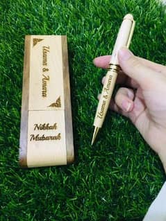 Wooden name nikah pen, gift pen customized name on pen and case