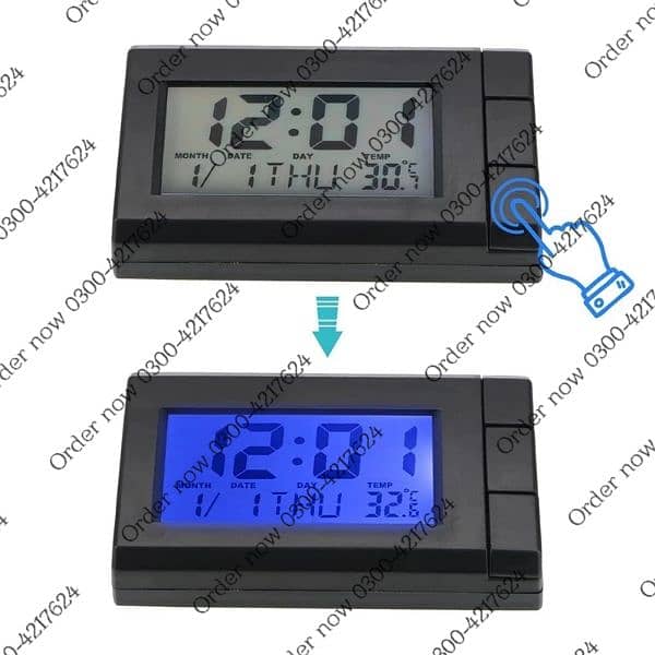 Mini Electronic Car Clock Outside Temperature Thermometer LCD Dig 1