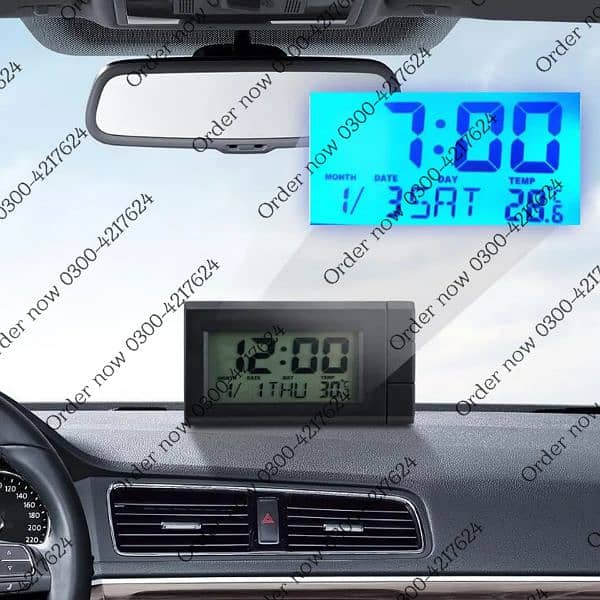 Mini Electronic Car Clock Outside Temperature Thermometer LCD Dig 3