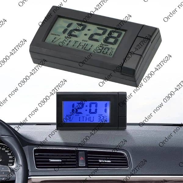 Mini Electronic Car Clock Outside Temperature Thermometer LCD Dig 4