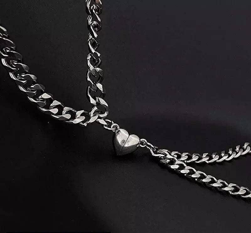 Free Delivery 2 Pcs Alloy Silver Plated Heart Design Couple's Bracelet 1