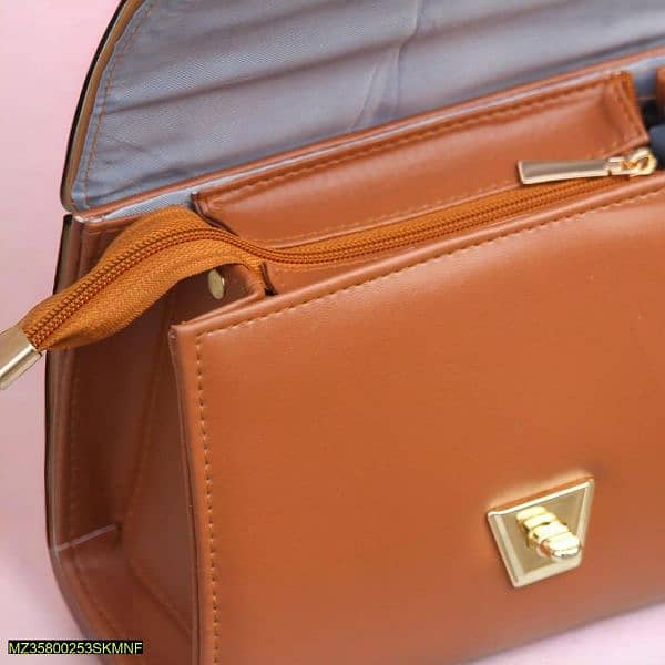 women's handbag pu leather plain top handle shoulder bag 4