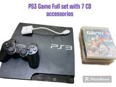 PS3 with accessories 7 CD price ka