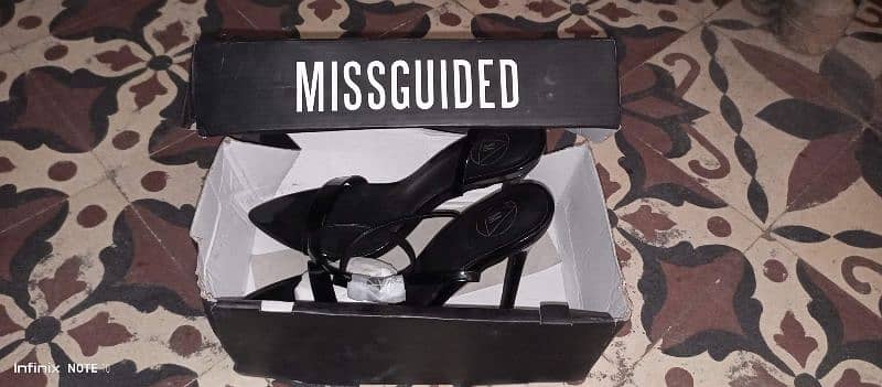 Missguided barely there heeled sandals in black 1