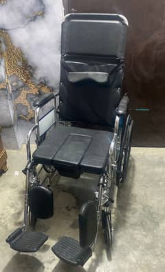 Manual Patient Wheelchair with Built-in Commode, Convertible into bed