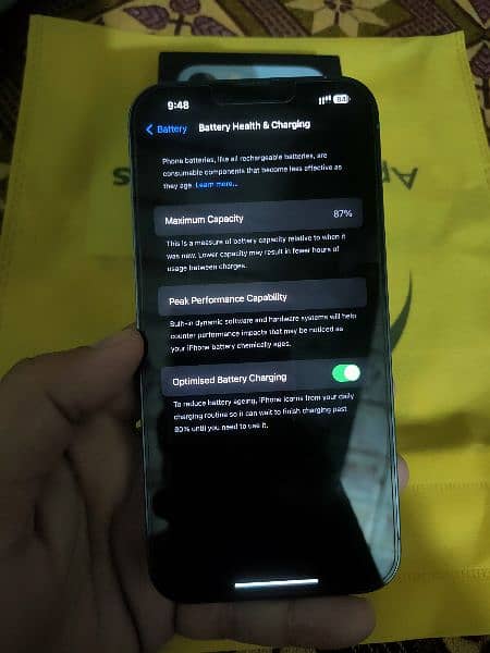 I phone 13pro max 256gb pta approved battery health 87% 5